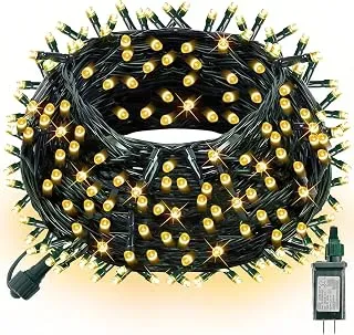 Dazzle Bright 115-foot warm white Christmas string lights with 300 LEDs and green wire