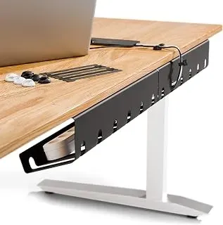 PAMO black under-desk cable management trays, set of three