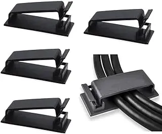 SOULWIT black self-adhesive cable clips for organizing TV, PC, and Ethernet wires