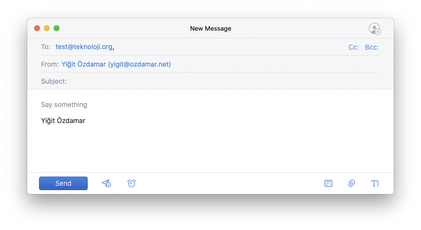 E-Posta gönderim ekranı