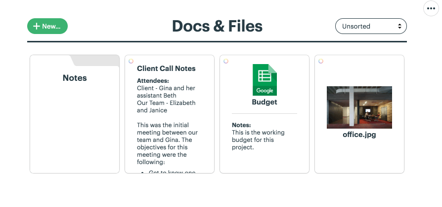 Basecamp docs and files görünümü