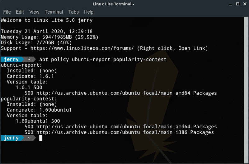 linux lite 5.0 telemetri