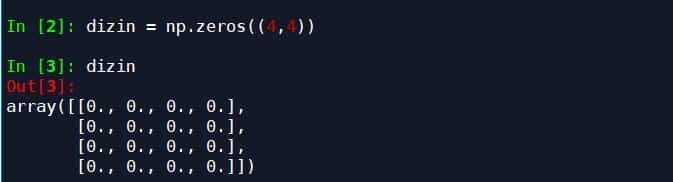 numpy-zeros