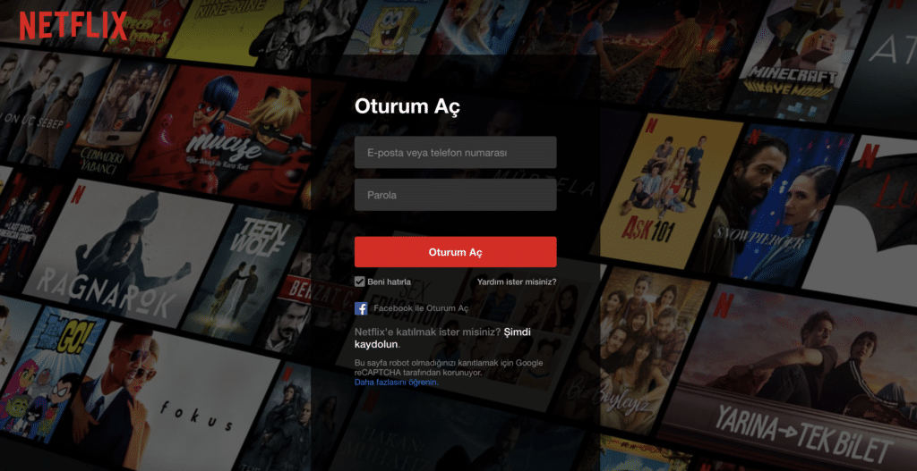 Netflix giriş sayfası