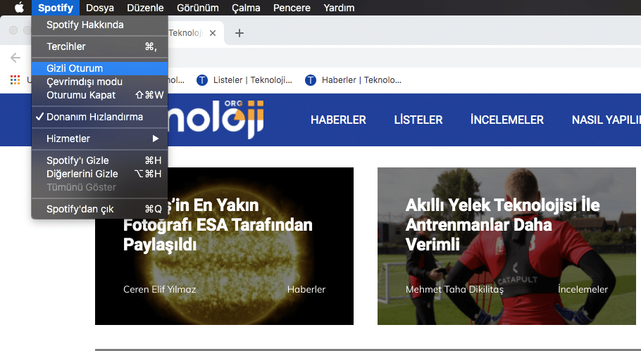 spotify etkin kullanmak amaçlı için gizli oturum