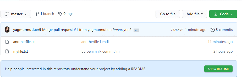 github merge etmek