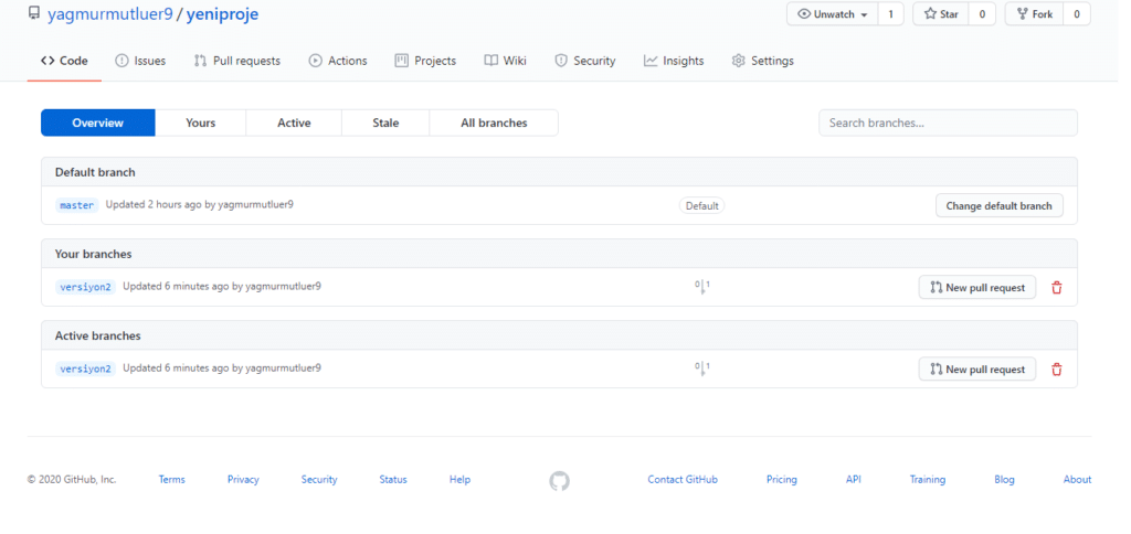 github pull request oluşturmak