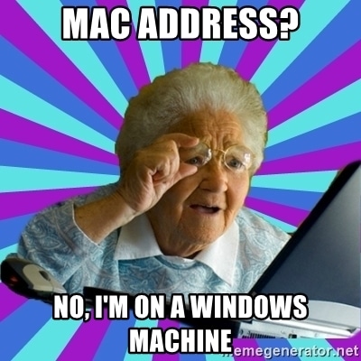 mac adresi windows