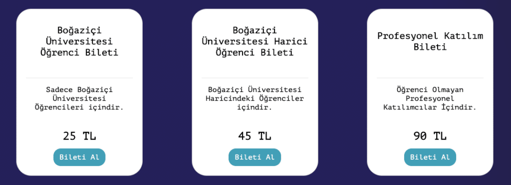 Boğaziçi DataCamp'20 Bilet Fiyatları