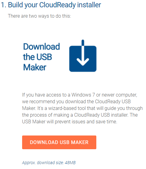 cloudready download ekranı