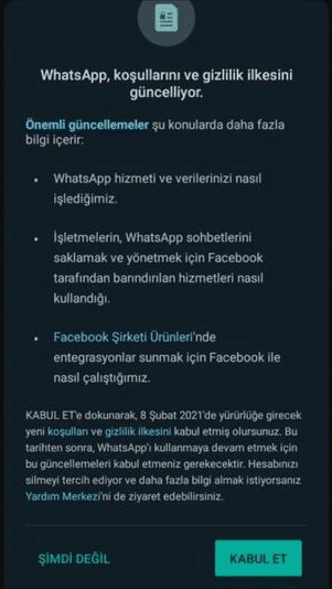 whatsapp veri paylaşımı
