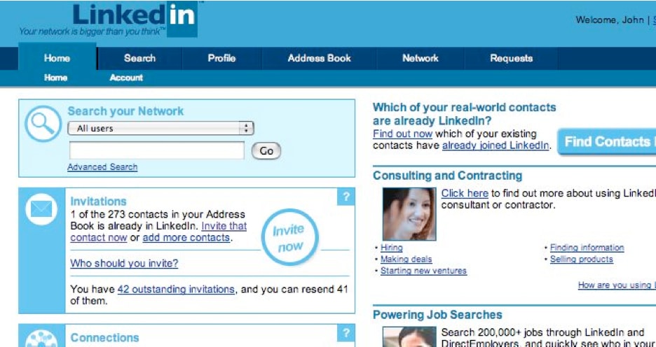 LinkedIn ilk zamanları.
