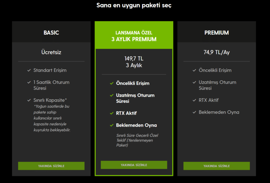 GeForceNow Türkiye Fiyatı geri adım