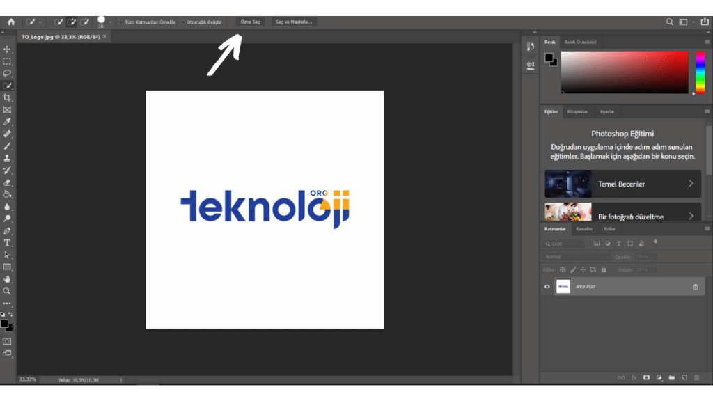 Photoshop özne seç komutu