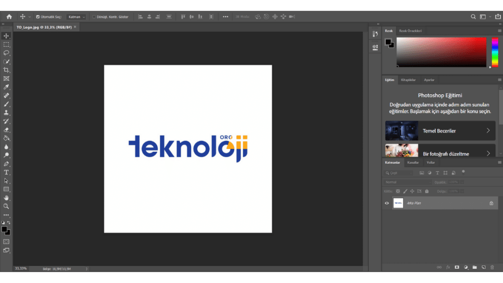 Adobe Photoshop çalışma ekranı