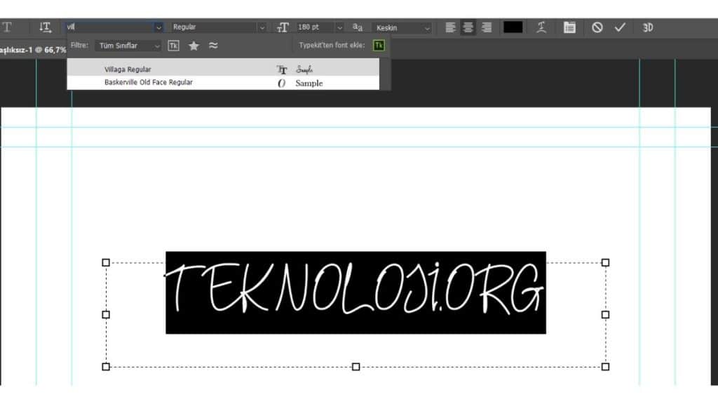 Adobe Photoshop Yazı Fontu Kullanıma Hazır.
