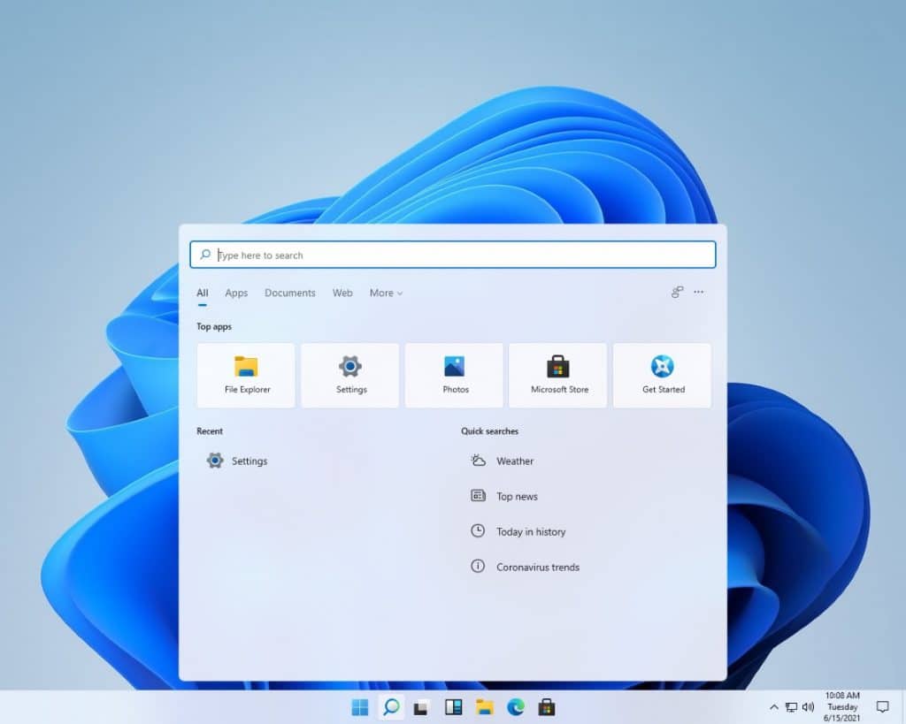 windows 11 arayüzü