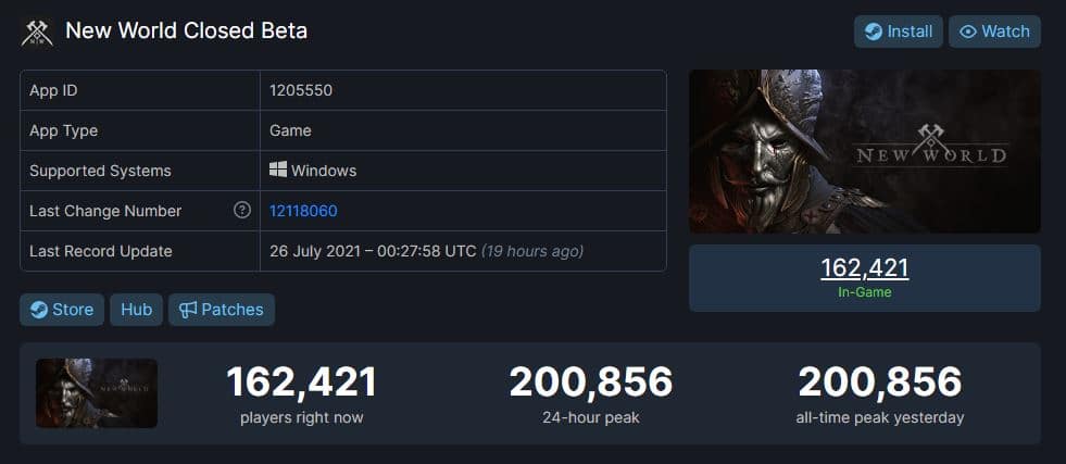 New World oyun istatistik