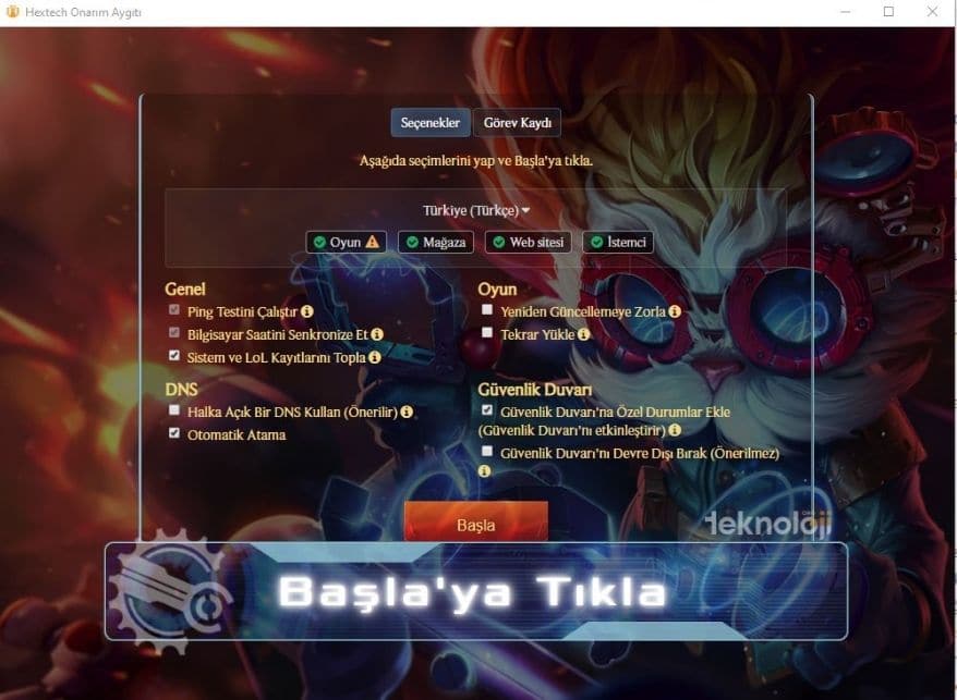 LOL beklenmeyen bir giriş hatası DNS değiştirme Kopyası