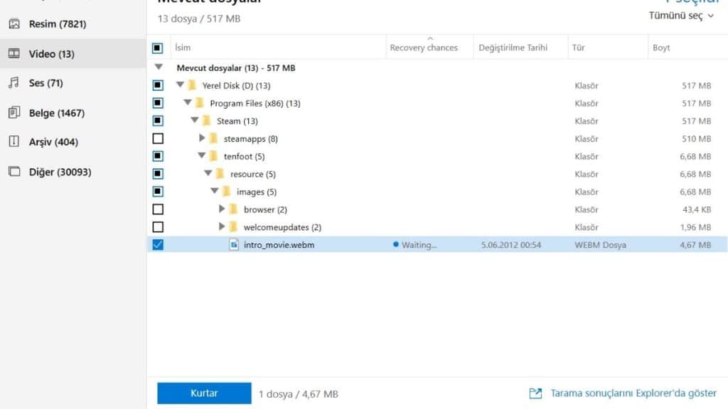 silinen fotoğrafları geri getirme