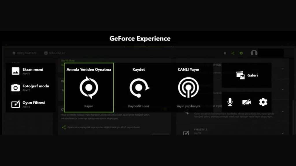 geforce experience arayüz