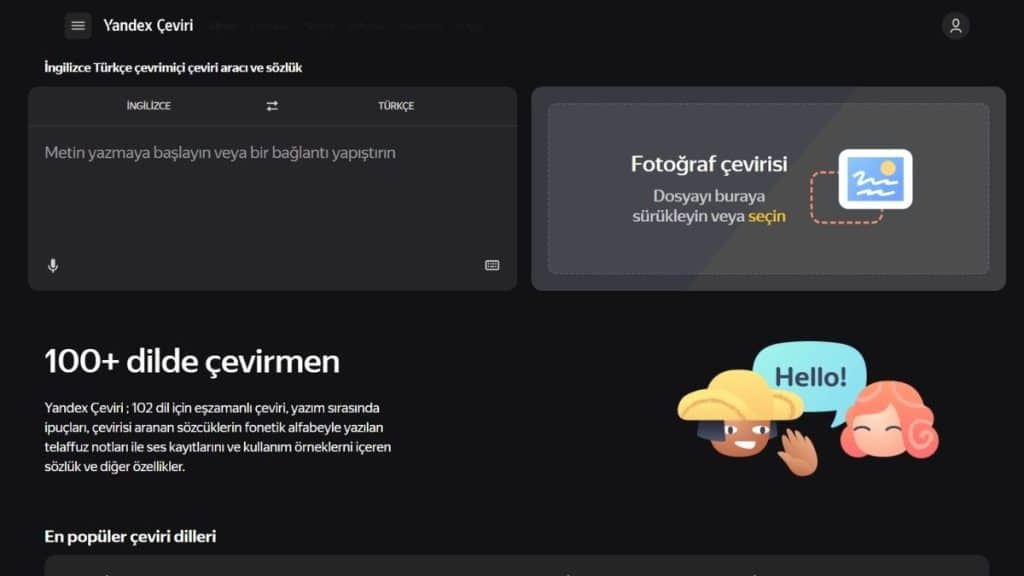 En İyi Çeviri Sitesi ve Programı Önerileri - Yandex Çeviri