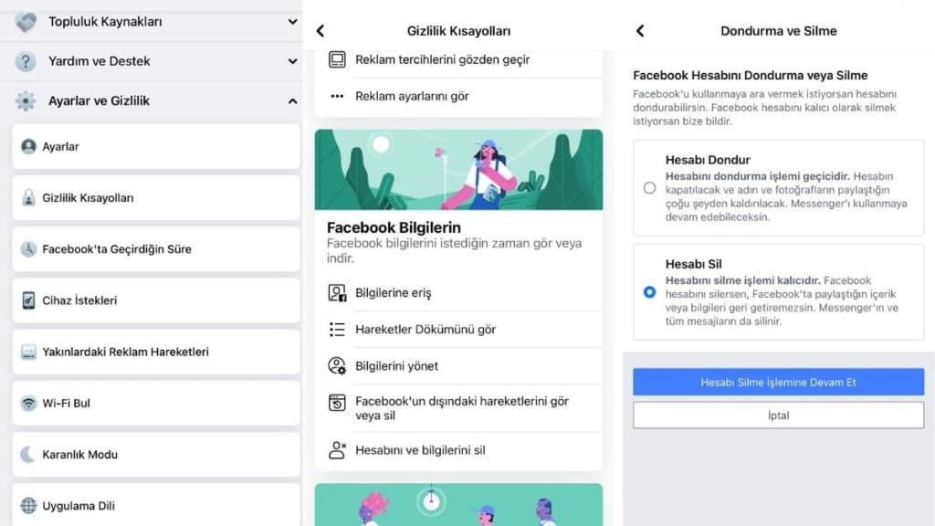 Facebook hesabı nasıl silinir
