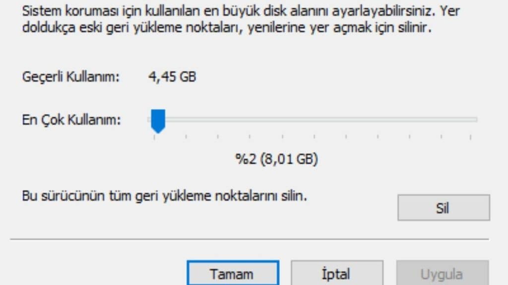 System Volume Information Dosyasının Boyutu Nasıl Küçültülür - 3