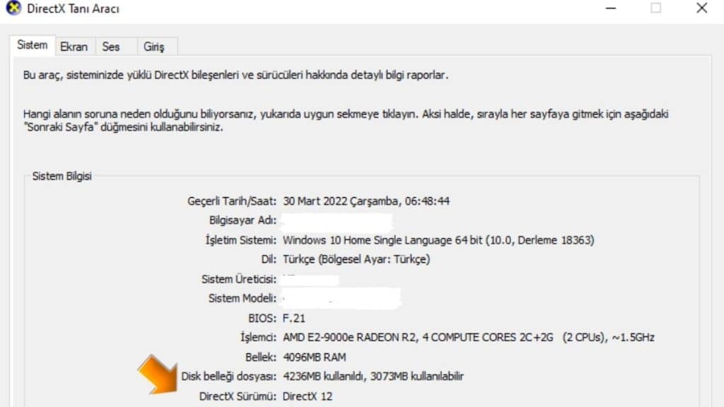DirectX Sürümünü Öğrenme DirectX Sürümü Nası