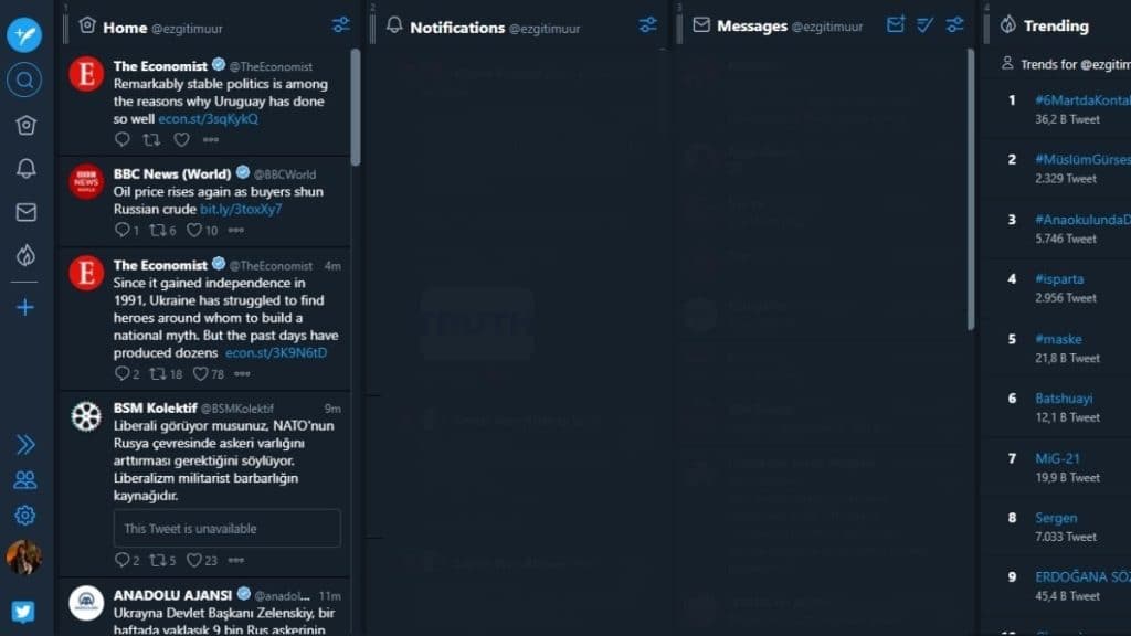 TweetDeck Sütunları Nasıl Kullanılırlar