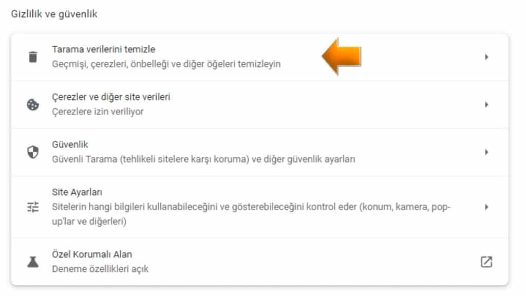 Google Chrome Üzerinden Önbellek Temizleme - 2