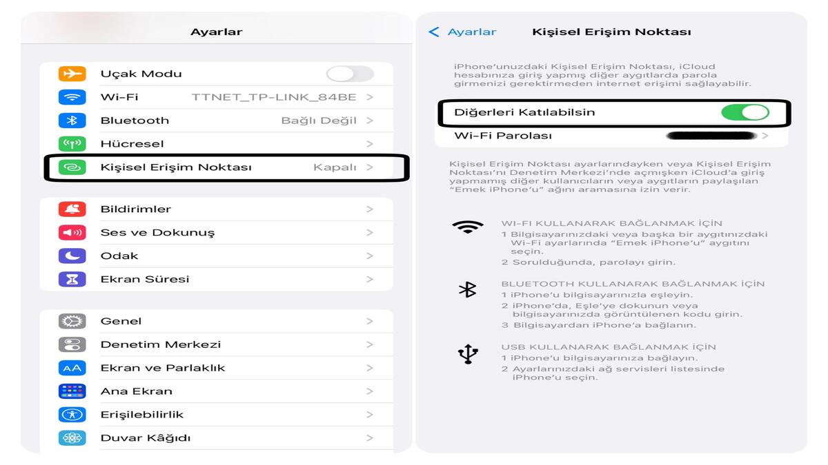 Apple Telefonlarda Hotspot Özelliğini Aktif Hale Getirmek