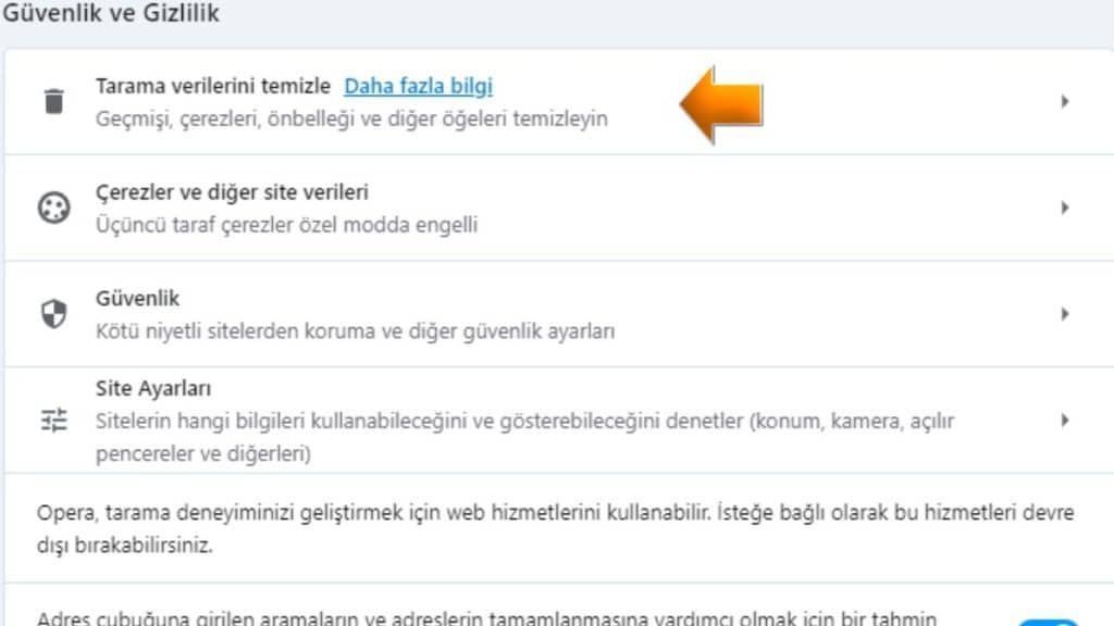 Opera Üzerinden Önbellek Temizleme - 1