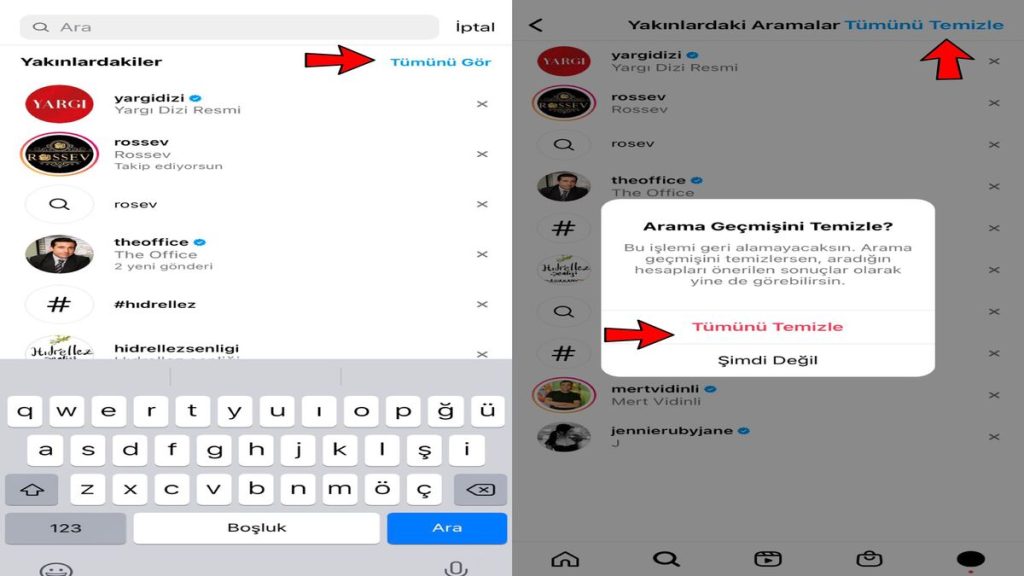 Mobil Cihazlar Üzerinden Instagram Arama Geçmişi Silme - 3