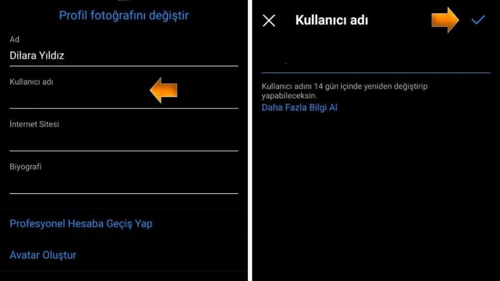 -Instagram Kullanıcı Adı Değiştirme İşlemi Telefon Üzerinden Instagram Kullanıcı Adı Değiştirme - 2