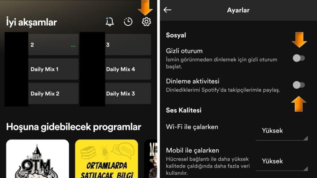 Özel Dinleme Özelliğini Aktifleştirme