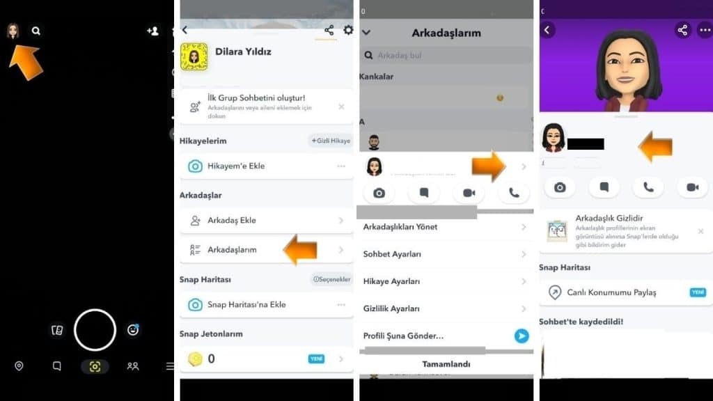 Snapchat Arkadaşların Kullanıcı Adını Öğrenme