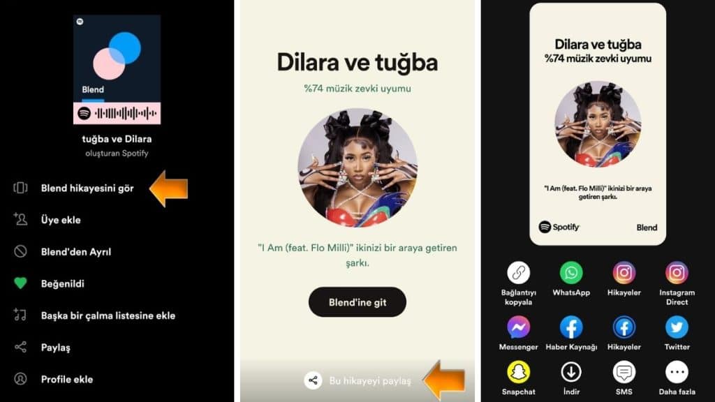 Spotify Blend Hikayesini Paylaşma
