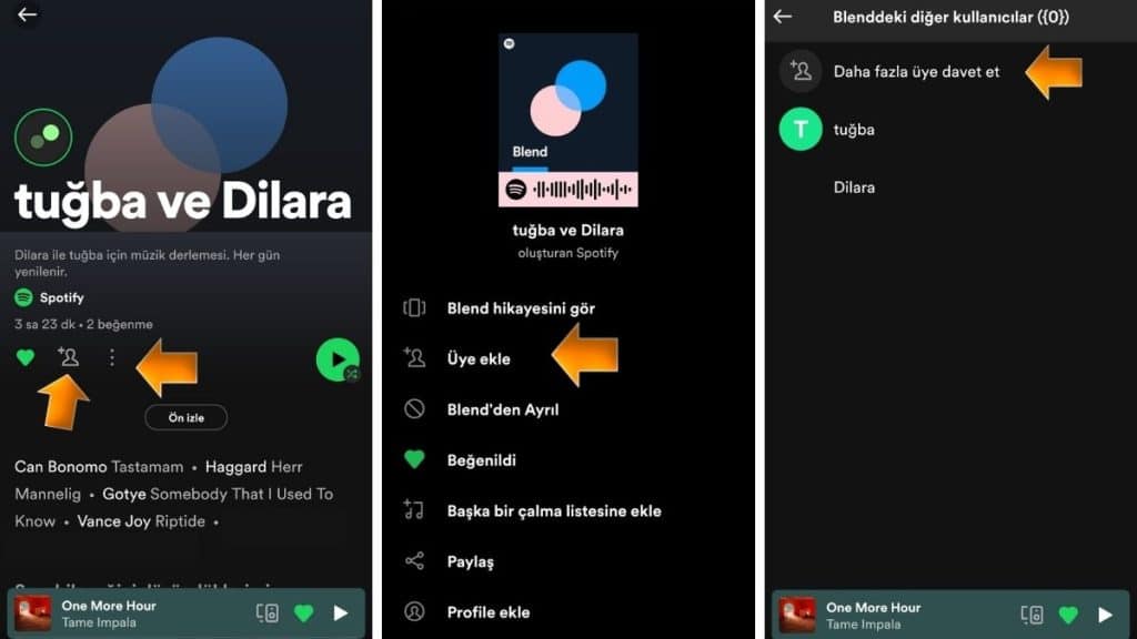 Spotify Blend Yeni Kişi Ekleme