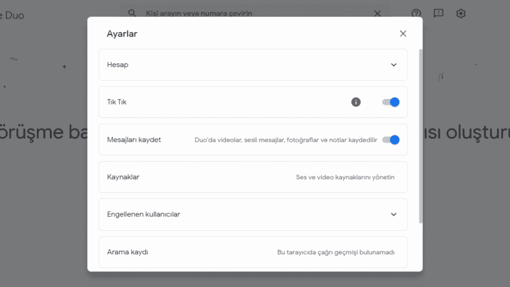 Bilgisayar Üzerinden Google Duo Ayarlarını Düzenleme