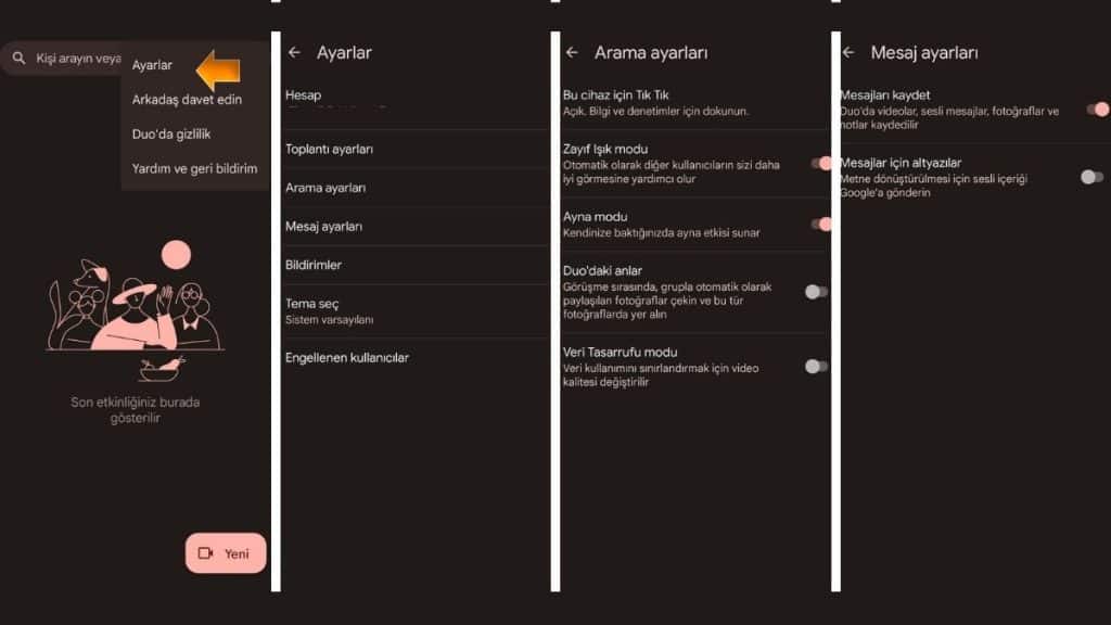 Telefon Üzerinden Google Duo Ayarlarını Düzenleme