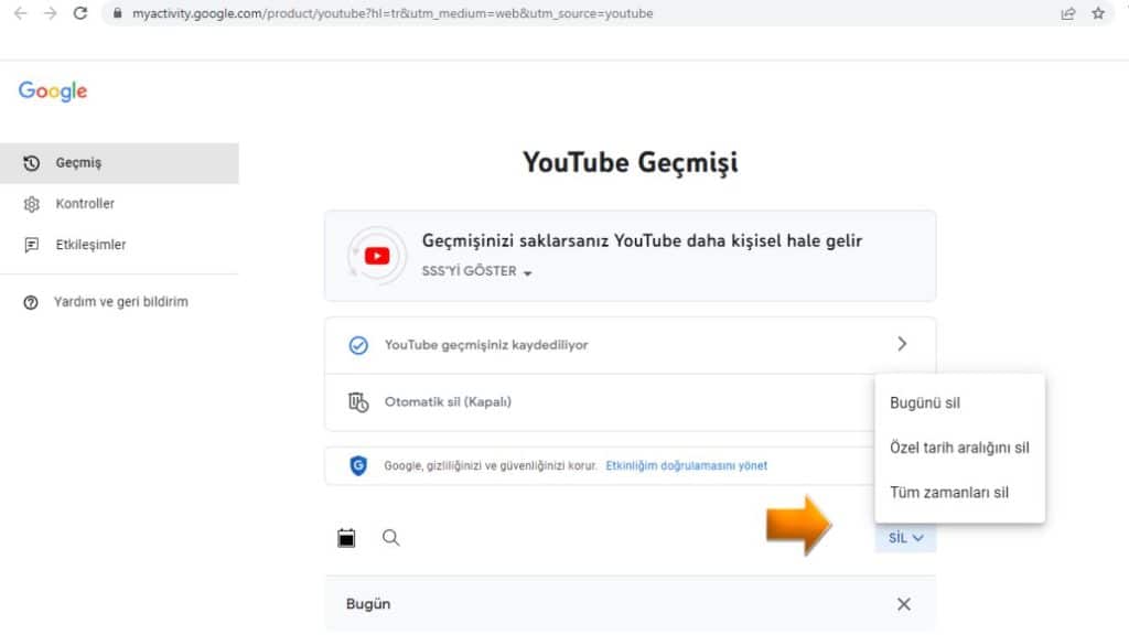 YouTube Arama Geçmişi Silme 1