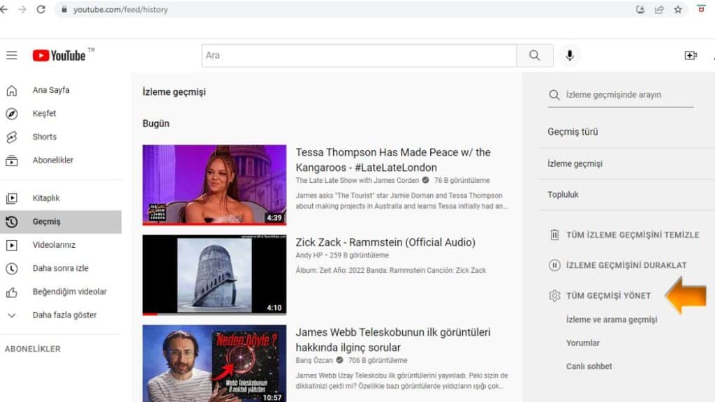 YouTube Arama Geçmişi Silme