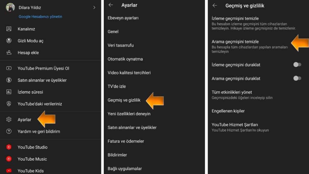 YouTube Arama Geçmişi Silme 4