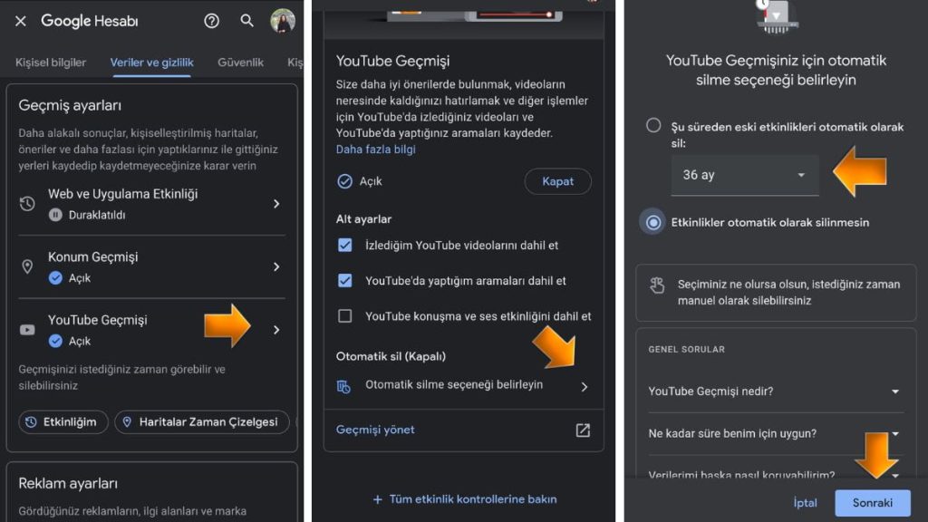 YouTube Arama Geçmişini Otomatik Silme
