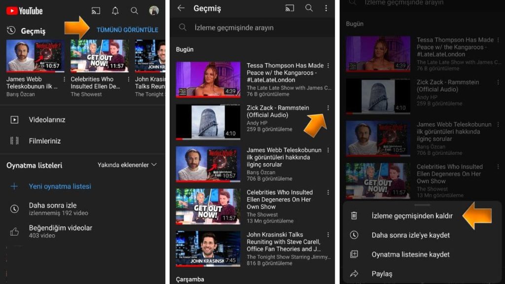 YouTube İzleme Geçmişi Silme 1