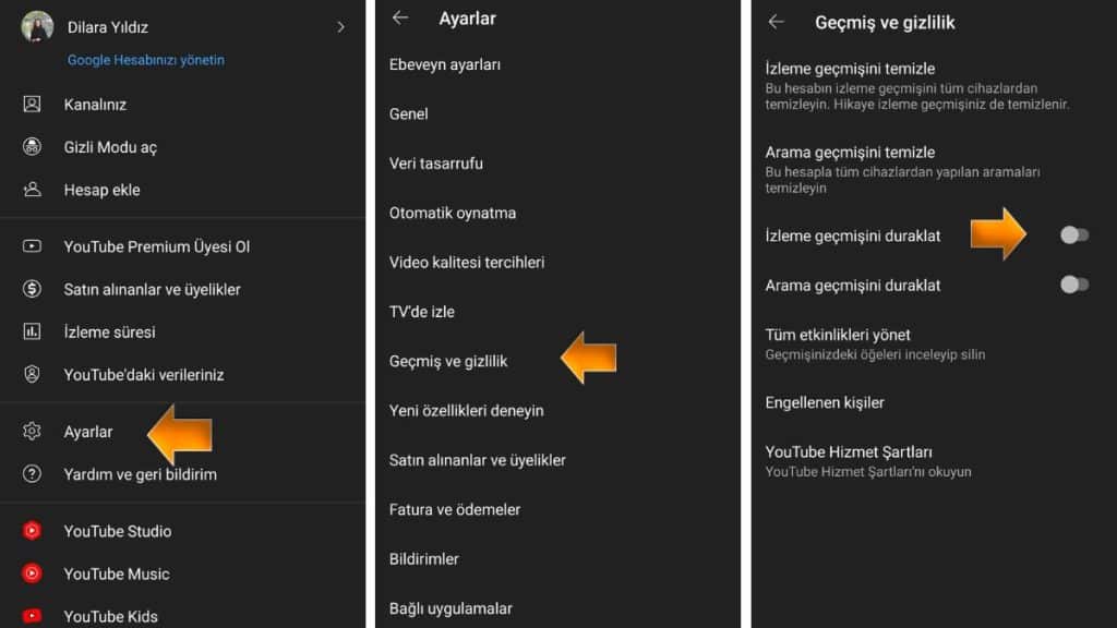 YouTube İzleme Geçmişini Duraklatma