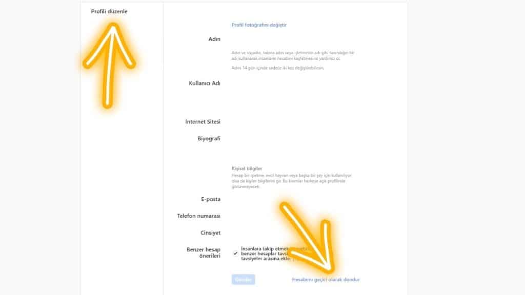instagram geçici kapatma
