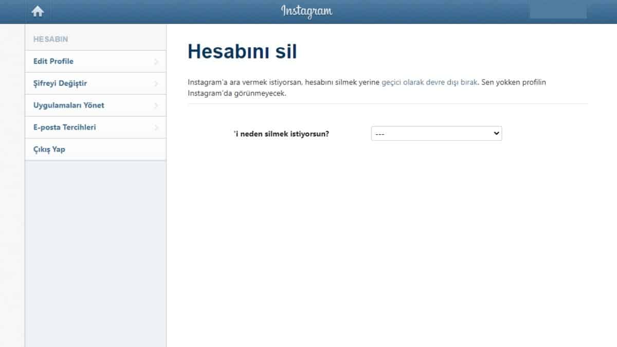 instagram hesap kapatma