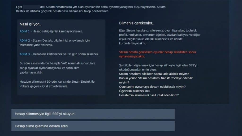 Steam Hesap Silme İşlemi Nasıl Yapılır